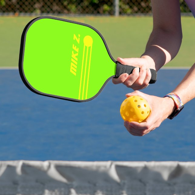 Custom Personalised Acid Colours Modern Neon Green Pickleball Paddle (Insitu)