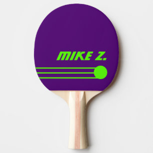 Custom Personalised Acid Green Name on Purple Ping Pong Paddle