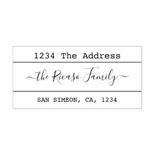 Custom Personalised Address Elegant Scroll Text Rubber Stamp