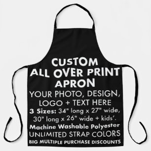 Custom Personalised All Over Print Apron Black (L)