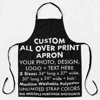 Custom Personalised All Over Print Apron Black (L)