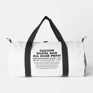 Custom personalised All Over Print Duffel Bag 30L