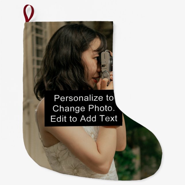 Custom Personalised Artwork Photo Add Quote Name Large Christmas Stocking (Front)