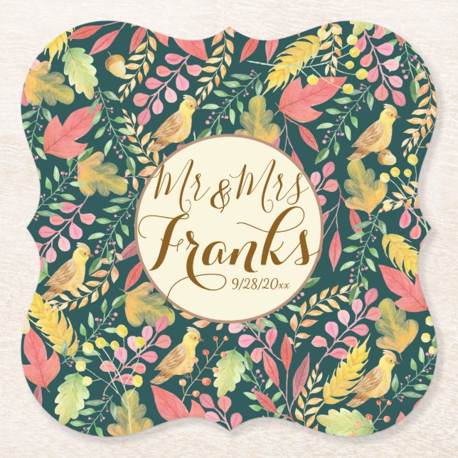 Custom Personalised Autumn  Paper Coaster (Front)