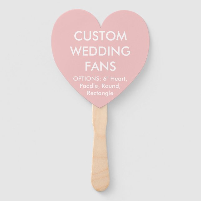 Custom Personalised BABY PINK HEART WEDDING FANS (Front)