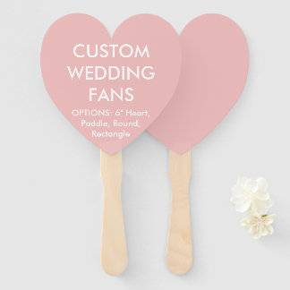 Custom Personalised BABY PINK HEART WEDDING FANS