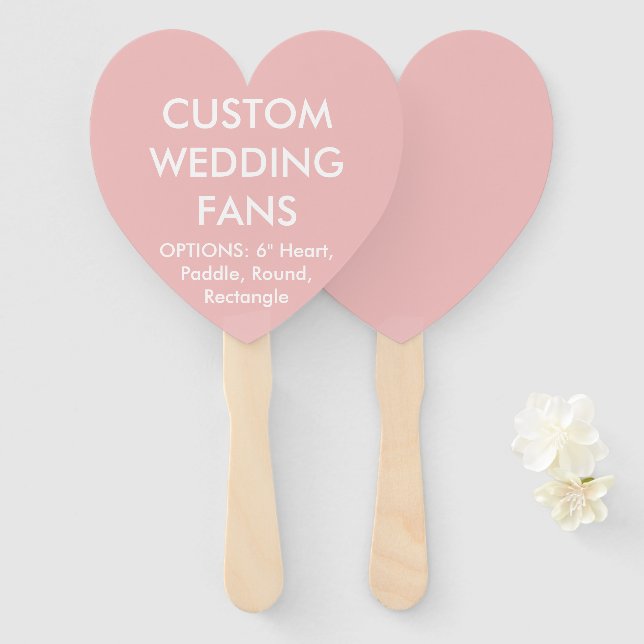 Custom Personalised BABY PINK HEART WEDDING FANS (Front and Back)