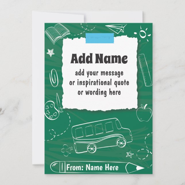 CUSTOM Personalised Back to School and End of Year Holiday Card (Front)