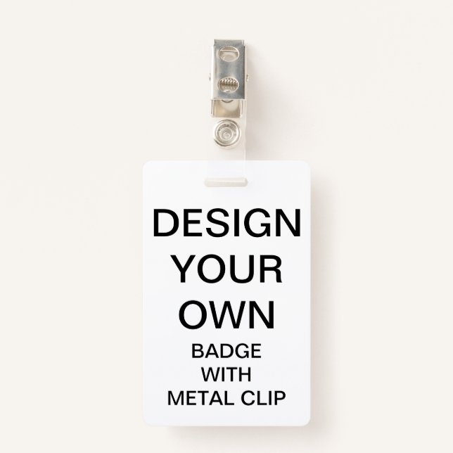 Custom Personalised BADGE WITH METAL CLIP ID Badge (Front with Clip)