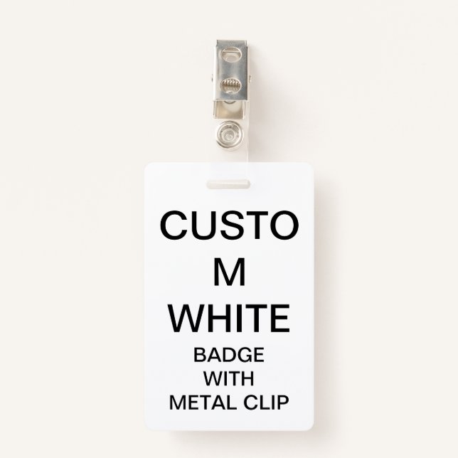 Custom Personalised BADGE WITH METAL CLIP ID Badge (Front with Clip)