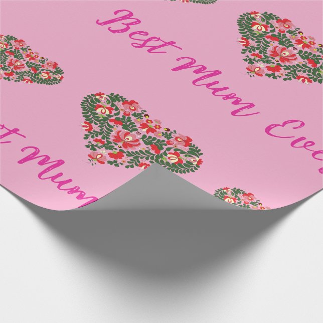 Custom Personalised Best Mum Ever Script Wrapping Paper (Corner)