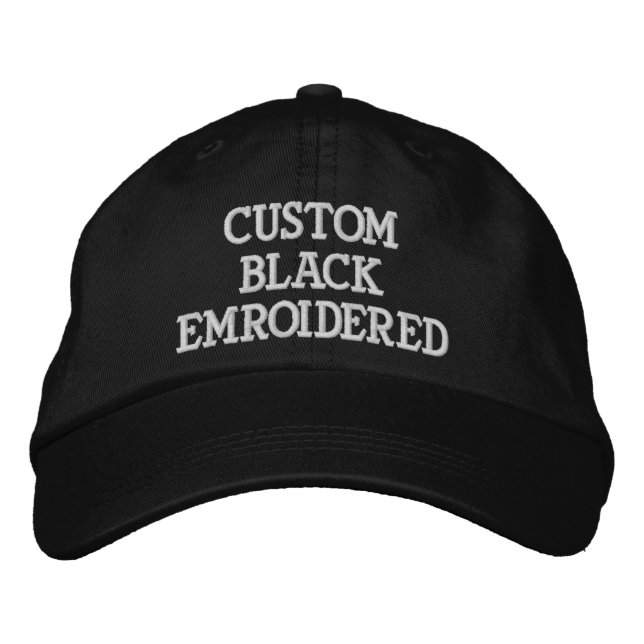 Custom Personalised Black Embroidered Baseball Cap (Front)
