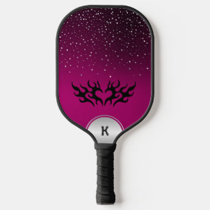 Custom Personalised Black, Pink & Silver Pickleball Paddle