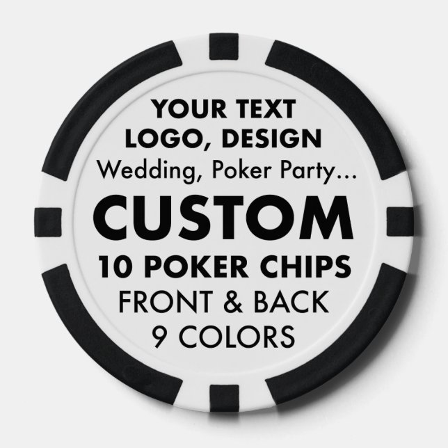 Custom personalised BLACK Poker Casino Chips (10) (Front)