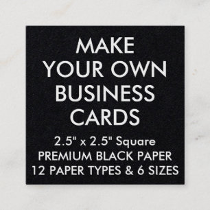 Custom Personalised BLACK Square Business Cards