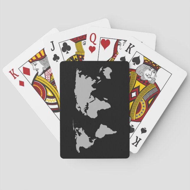 Custom ,personalised black , world map  playing cards (Back)