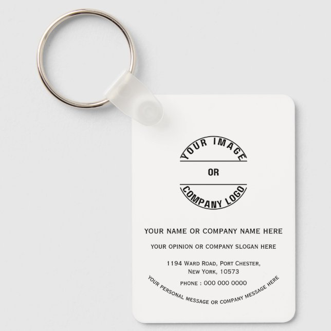 Custom personalised Blank Template Metal Rectangle Key Ring (Front)
