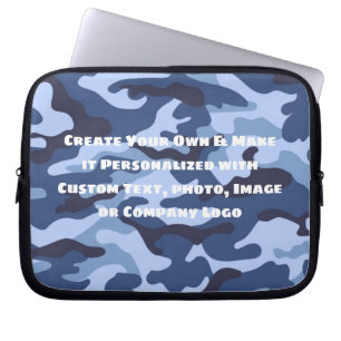 Custom Personalised Blue and Black Camo Laptop Sleeve