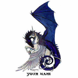 Custom Personalised Blue Dragon Unicorn Pegasus Standing Photo Sculpture