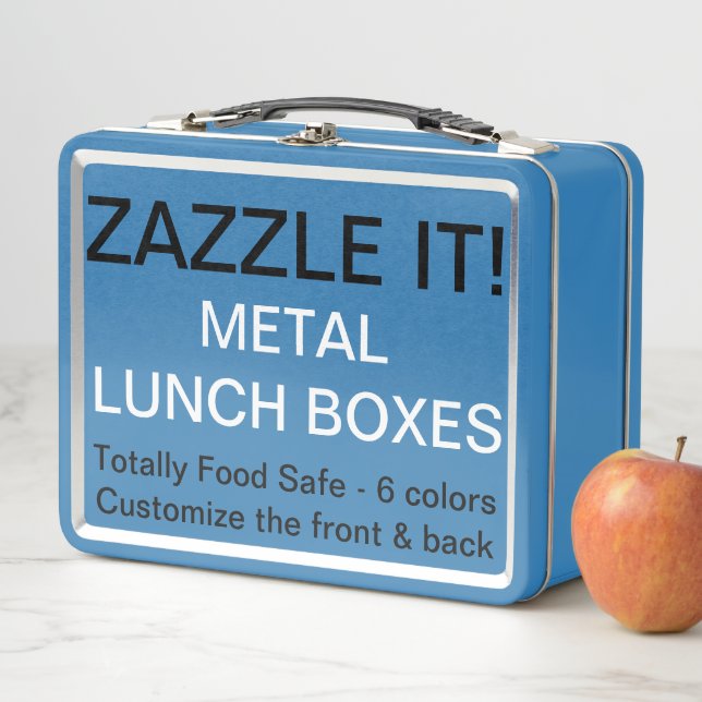 Custom Personalised BLUE Metal Lunch Box Template (In Situ)