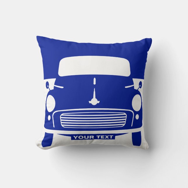 Custom Personalised blue Morris Minor cushion (Front)