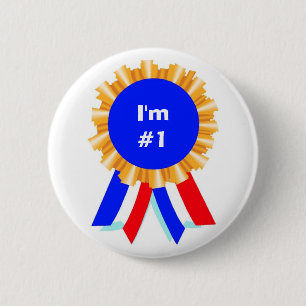 Custom Personalised Blue Ribbon Award Buttons