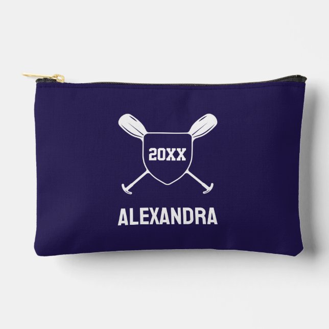 Custom Personalised Blue Rowing Girl Rower Accessory Pouch (Front)