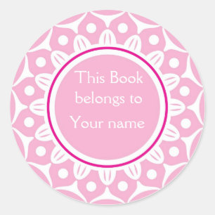 Custom Personalised Bookplates - Light Pink Classic Round Sticker