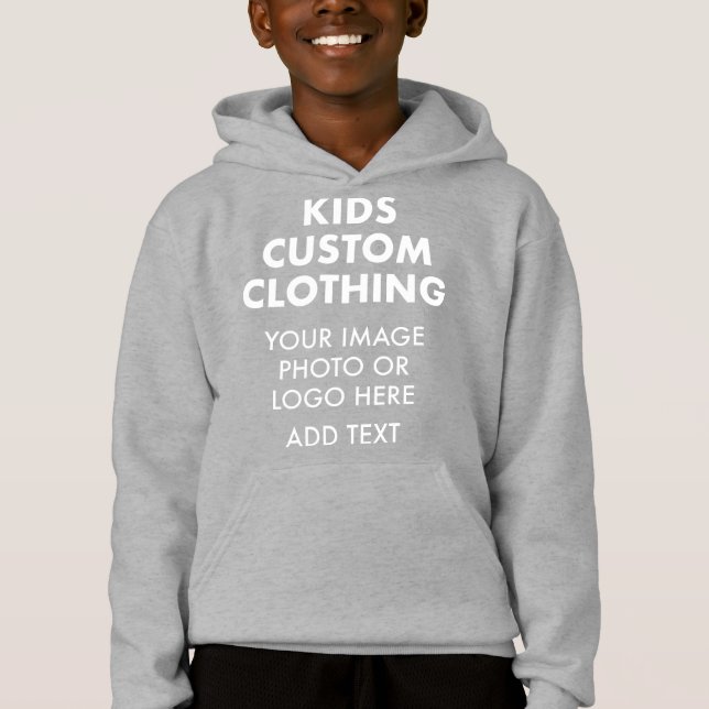 Custom Personalised BOY'S PULLOVER HOODIE - GREY (Front)