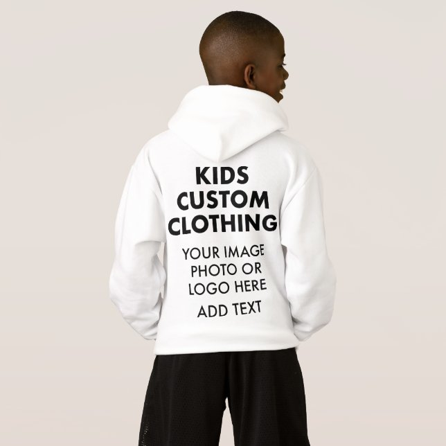 Custom Personalised BOY'S PULLOVER HOODIE - WHITE (Back Full)