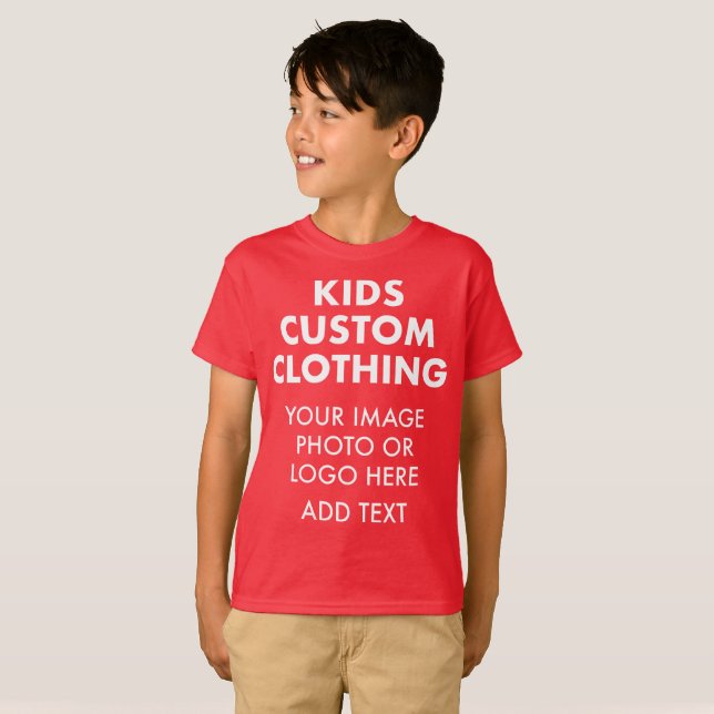 Custom Personalised BOY'S T-SHIRT - DEEP RED (Front Full)