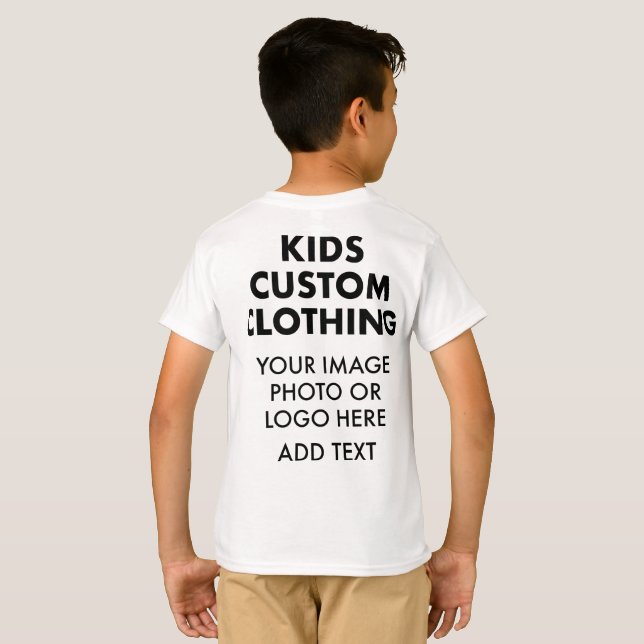 Custom Personalised BOY'S T-SHIRT - WHITE (Back Full)