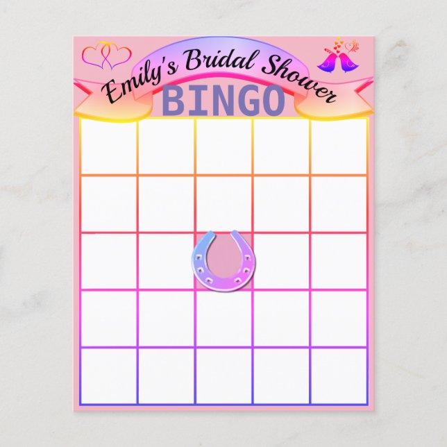 Custom Personalised Bridal Shower Bingo Cards (Front)