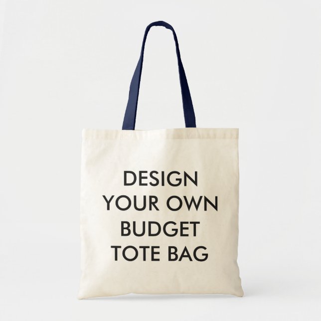 Custom Personalised Budget Tote Bag - NAVY Handles (Front)