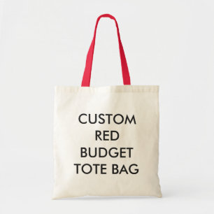 Custom Personalised Budget Tote Bag - RED Handles