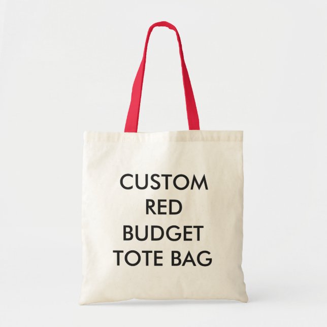 Custom Personalised Budget Tote Bag - RED Handles (Front)