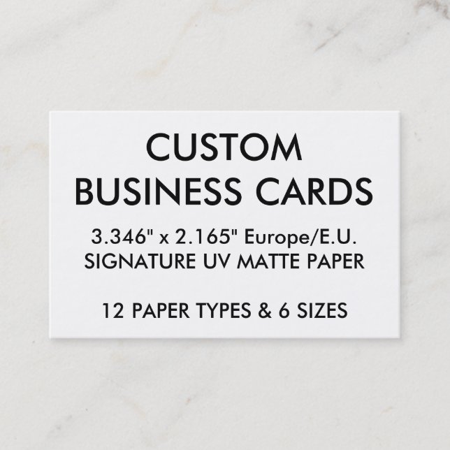 Custom Personalised Business Cards Blank Template (Front)