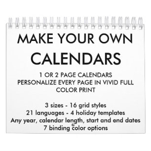 Custom Personalised Calendar Blank Template