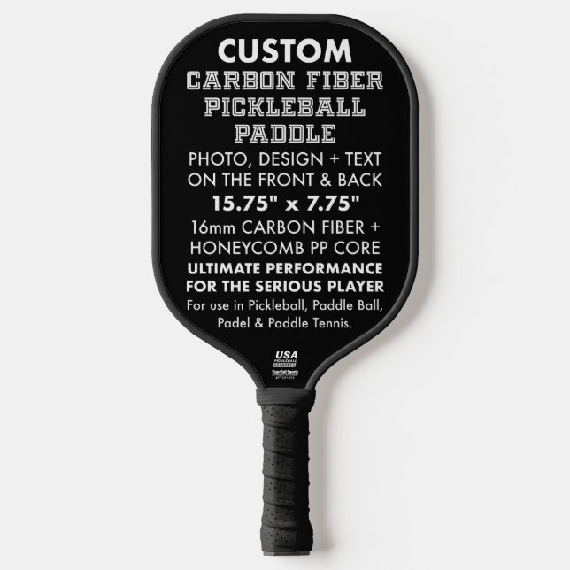 Custom Personalised Carbon Fibre Paddleball Paddle (Front)