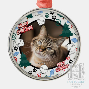 Custom Personalised Cat Pet Photo Christmas Metal Tree Decoration