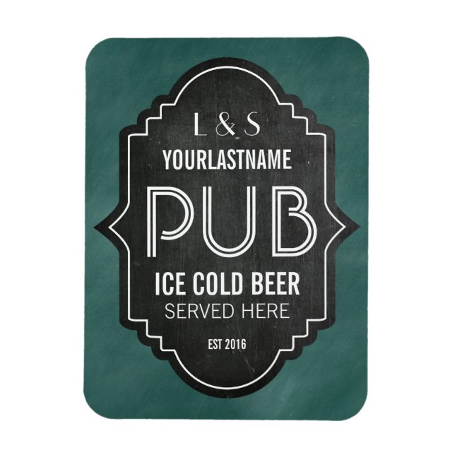 Custom Personalised Chalkboard Pub Sign Magnet (Vertical)