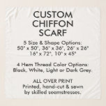 Custom Personalised CHIFFON SCARF - LARGE 50"x50"<br><div class="desc">Custom personalised ALL OVER PRINT LARGE 50" x 50" SQUARE CHIFFON SCARF blank template. Your scarf is printed, hand-cut and sewn by skilled seamstresses. Choose from 4 different hem finishing thread colours. Lightweight chiffon fabric allows print to be visible on both sides. Five scarf shape and size options: 50" x...</div>