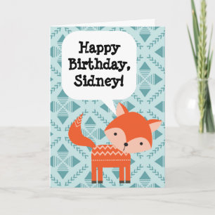 Custom Personalised Children's Birthday Red Fox Card