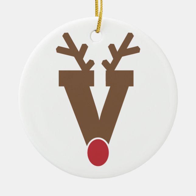 Custom Personalised Christmas Ornament Letter "V" (Front)