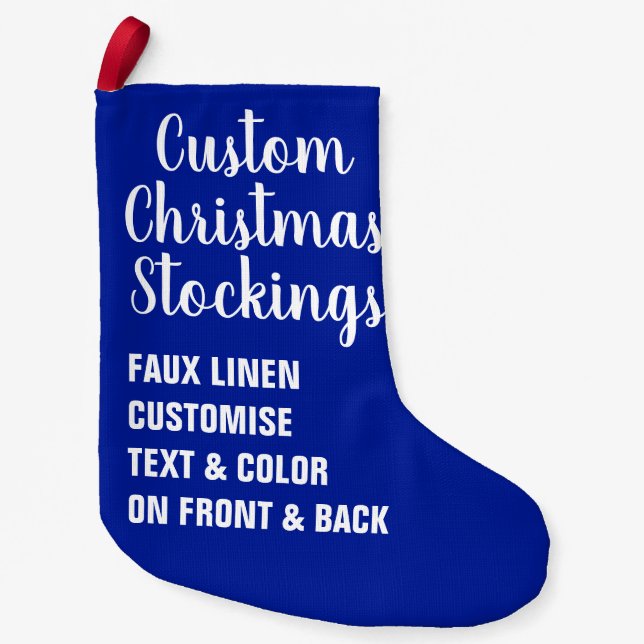Custom Personalised Christmas Stocking FAUX LINEN (Front)