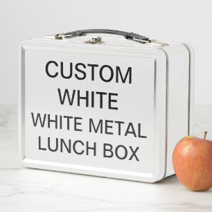 Custom Personalised Classic WHITE Metal Lunch Box