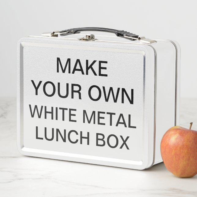 Custom Personalised Classic WHITE Metal Lunch Box (In Situ)