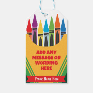 CUSTOM Personalised Colourful playful Crayola Colo Gift Tags