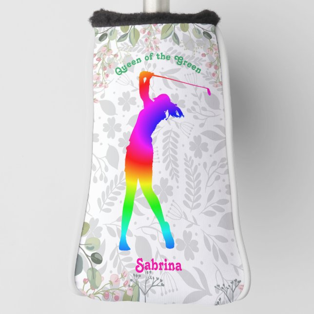 Custom Personalised colourful Queen of the Green Golf Head Cover (Rotate 90)