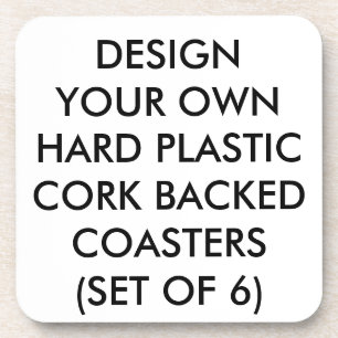 Custom Personalised Cork Back Plastic Coasters (6)